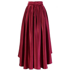 دامن زنانه مدل ساتن کلوش پیلی کوتاه بلند